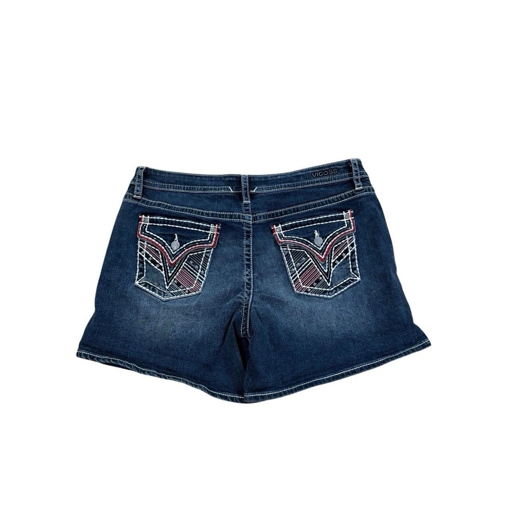 Vigoss Denim Shorts Womens Size 16 Blue Jean Embroidered Mid Rise Stretch NWT
